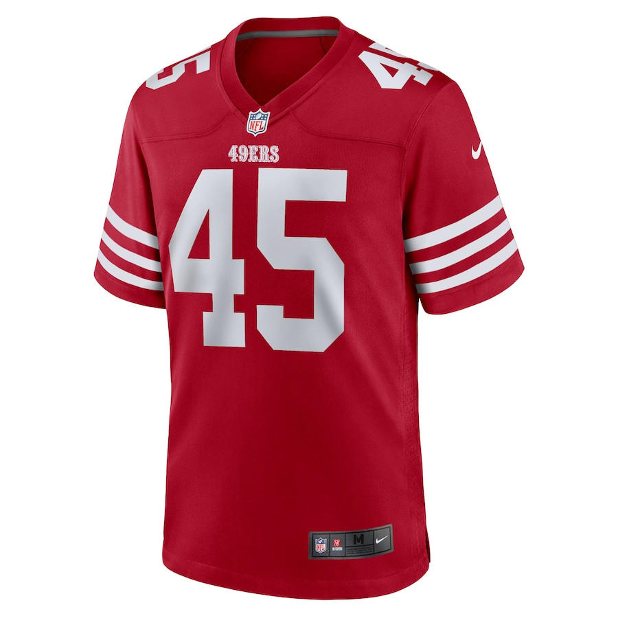 Alternative view of Demetrius Flannigan-Fowles 45 San Francisco 49ers Game Men Jersey - Scarlet JS8894 nicesnker