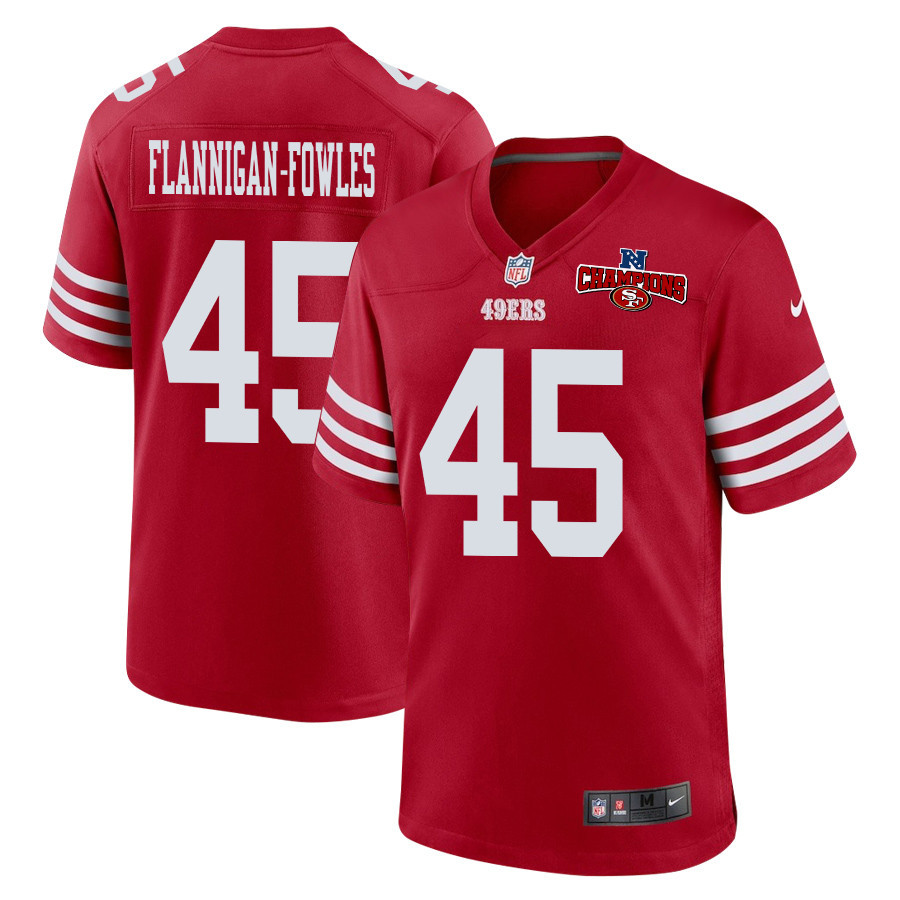 Demetrius Flannigan-Fowles 45 San Francisco 49ers NFC Champions Patch Game Men Jersey - Scarlet JS9806 nicesnker
