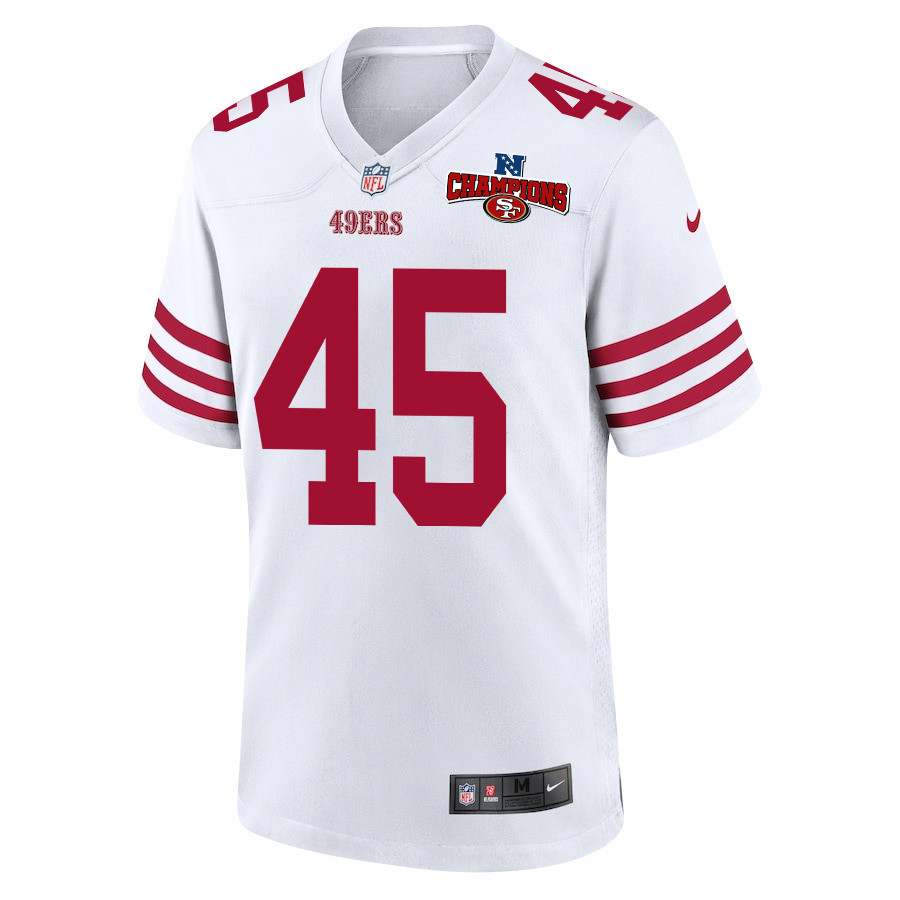 Alternative view of Demetrius Flannigan-Fowles 45 San Francisco 49ers NFC Champions Patch Game Men Jersey - White JS2672 nicesnker