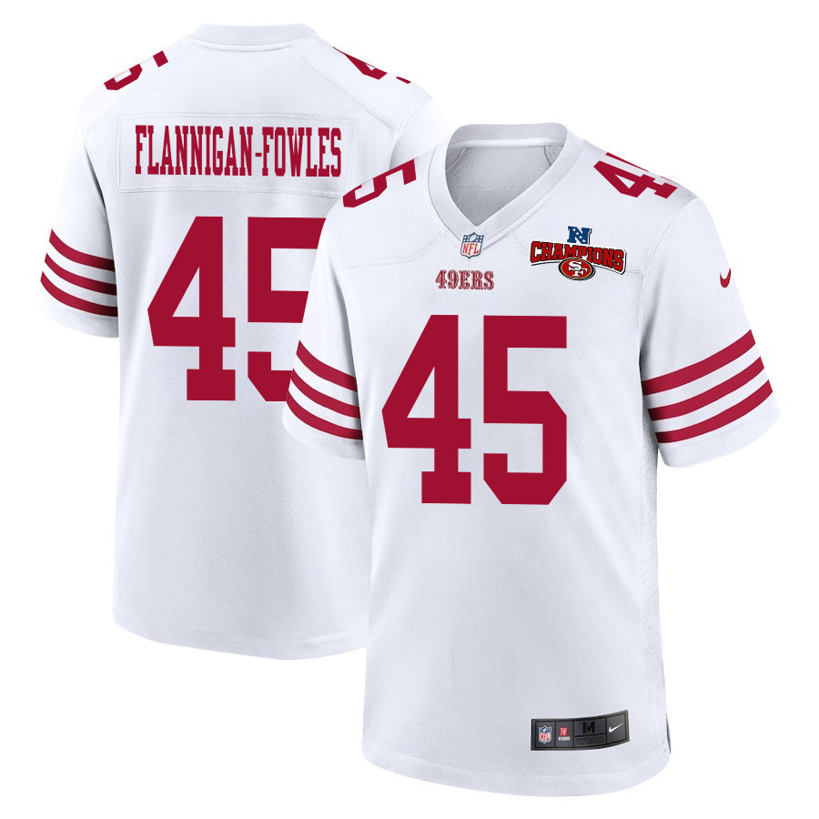 Demetrius Flannigan-Fowles 45 San Francisco 49ers NFC Champions Patch Game Men Jersey - White JS2672 nicesnker
