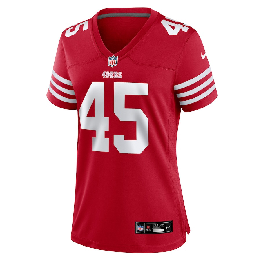 Alternative view of Demetrius Flannigan-Fowles 45 San Francisco 49ers Women's Game Jersey - Scarlet JS9747 nicesnker