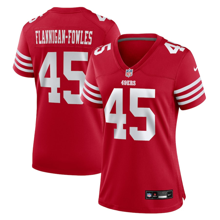 Demetrius Flannigan-Fowles 45 San Francisco 49ers Women's Game Jersey - Scarlet JS9747 nicesnker
