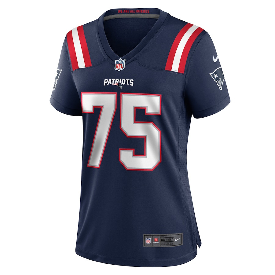 Alternative view of Demontrey Jacobs 75 New England Patriots Women's Game Jersey - Navy JS4975 nicesnker
