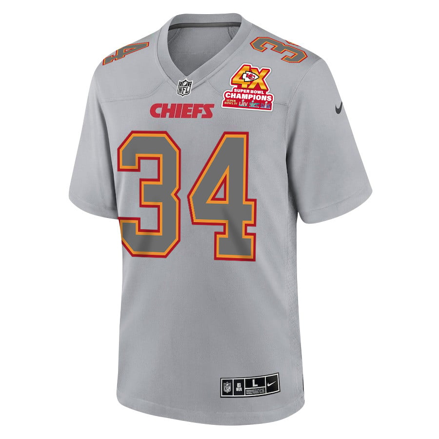 Alternative view of Deneric Prince 34 Kansas City Chiefs Super Bowl LVIII Champions 4X Atmosphere Fashion Game Men Jersey - Gray JS3819 nicesnker