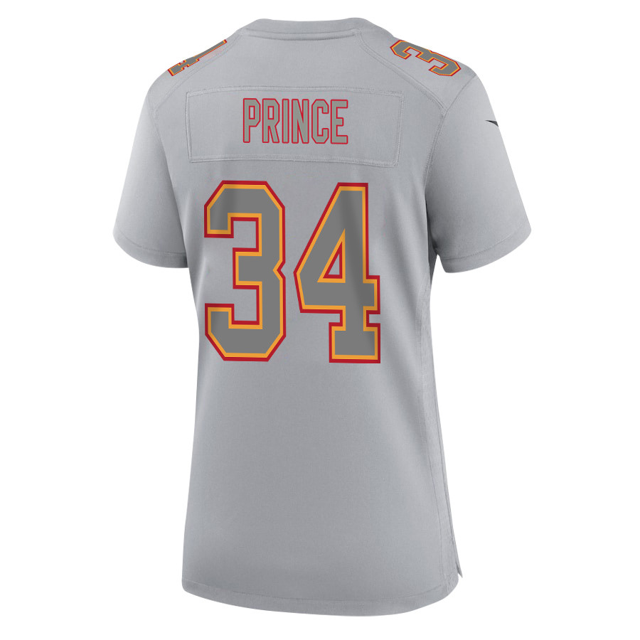 Alternative view of Deneric Prince 34 Kansas City Chiefs Super Bowl LVIII Champions 4X Atmosphere Fashion Game Women Jersey - Gray JS3580 nicesnker