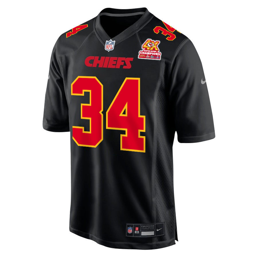 Alternative view of Deneric Prince 34 Kansas City Chiefs Super Bowl LVIII Champions 4X Fashion Game Men Jersey - Carbon Black JS4634 nicesnker
