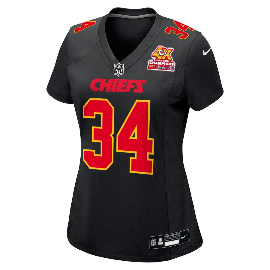 Alternative view of Deneric Prince 34 Kansas City Chiefs Super Bowl LVIII Champions 4X Fashion Game Women Jersey - Carbon Black JS4564 nicesnker