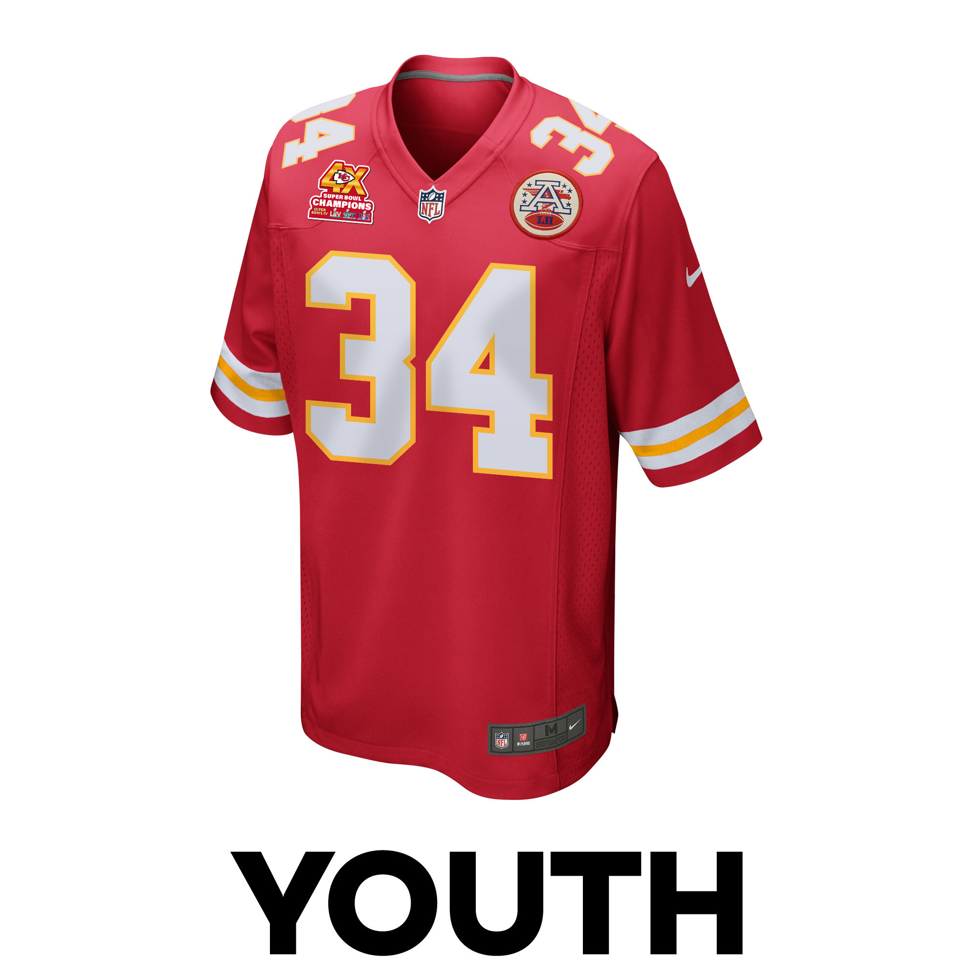 Alternative view of Deneric Prince 34 Kansas City Chiefs Super Bowl LVIII Champions 4X Game YOUTH Jersey - Red JS1557 nicesnker