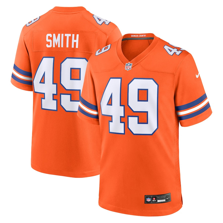 Dennis Smith 49 Denver Broncos Mile High Collection 1977 Throwback Retired Player Game Men Jersey - Orange JS5217 nicesnker