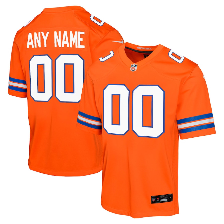 Denver Broncos Mile High Collection 1977 Throwback Game YOUTH Custom Jersey - Orange JS7004 nicesnker