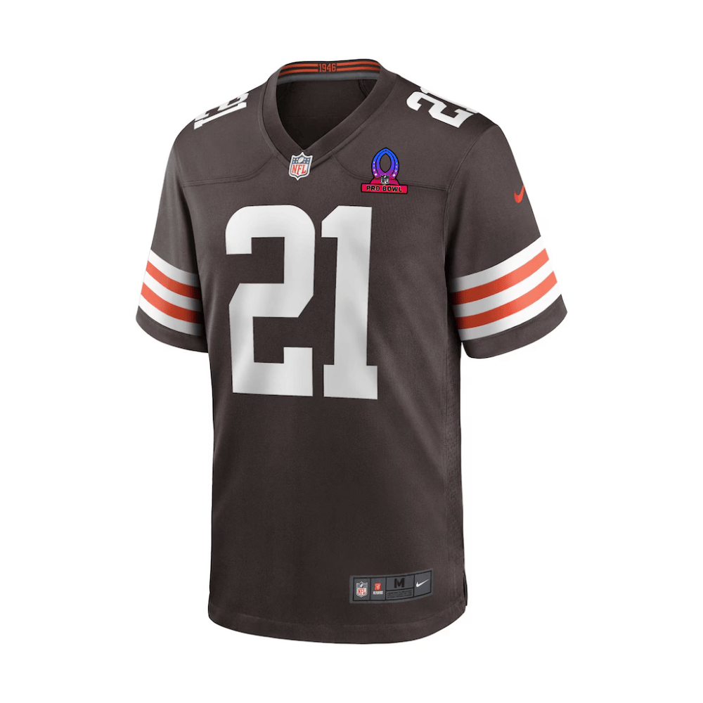 Alternative view of Denzel Ward 21 Cleveland Browns 2025 Pro Bowl Patch Game Men Jersey - Brown JS2489 nicesnker