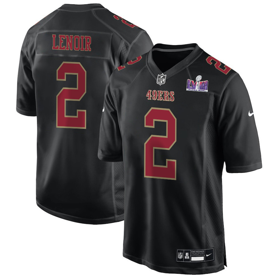 Deommodore Lenoir 2 San Francisco 49ers Super Bowl LVIII Patch Fashion Game Men Jersey - Carbon Black JS6802 nicesnker