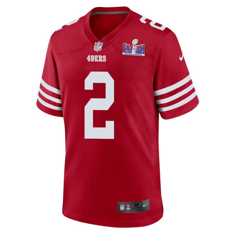 Alternative view of Deommodore Lenoir 2 San Francisco 49ers Super Bowl LVIII Patch Game Men Jersey - Scarlet JS1816 nicesnker