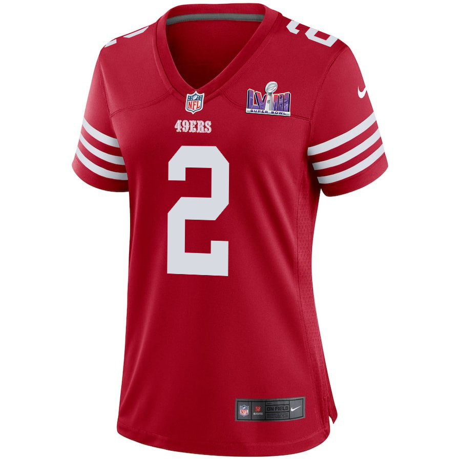 Alternative view of Deommodore Lenoir 2 San Francisco 49ers Super Bowl LVIII Patch Game Women Jersey - Scarlet JS7911 nicesnker
