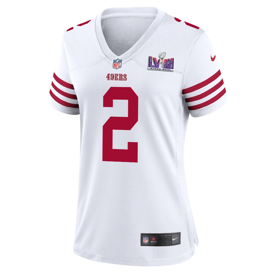Alternative view of Deommodore Lenoir 2 San Francisco 49ers Super Bowl LVIII Patch Game Women Jersey - White JS2266 nicesnker