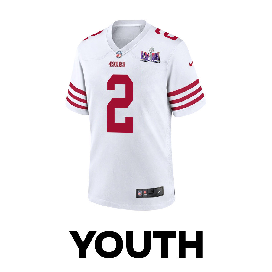 Alternative view of Deommodore Lenoir 2 San Francisco 49ers Super Bowl LVIII Patch Game YOUTH Jersey - White JS2241 nicesnker
