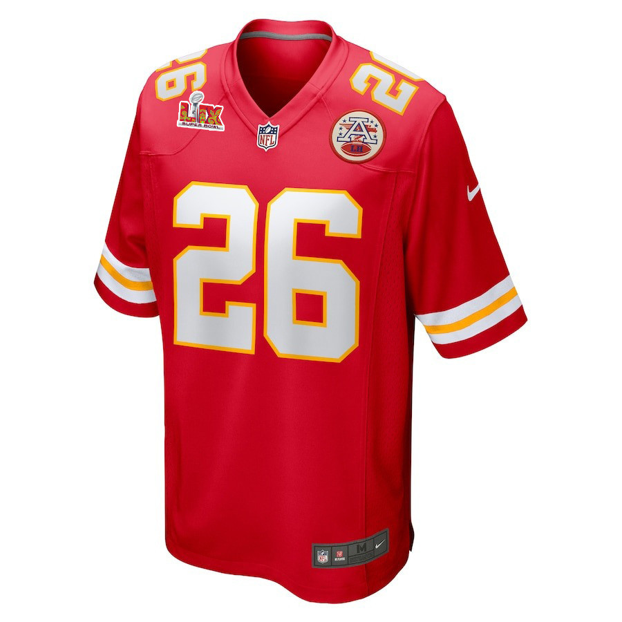 Alternative view of Deon Bush #26 Kansas City Chiefs Super Bowl LIX Jersey - Men's - Red JS5002 nicesnker