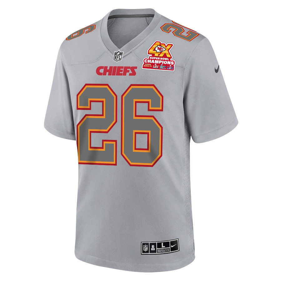 Alternative view of Deon Bush 26 Kansas City Chiefs Super Bowl LVIII Champions 4X Atmosphere Fashion Game Men Jersey - Gray JS1738 nicesnker