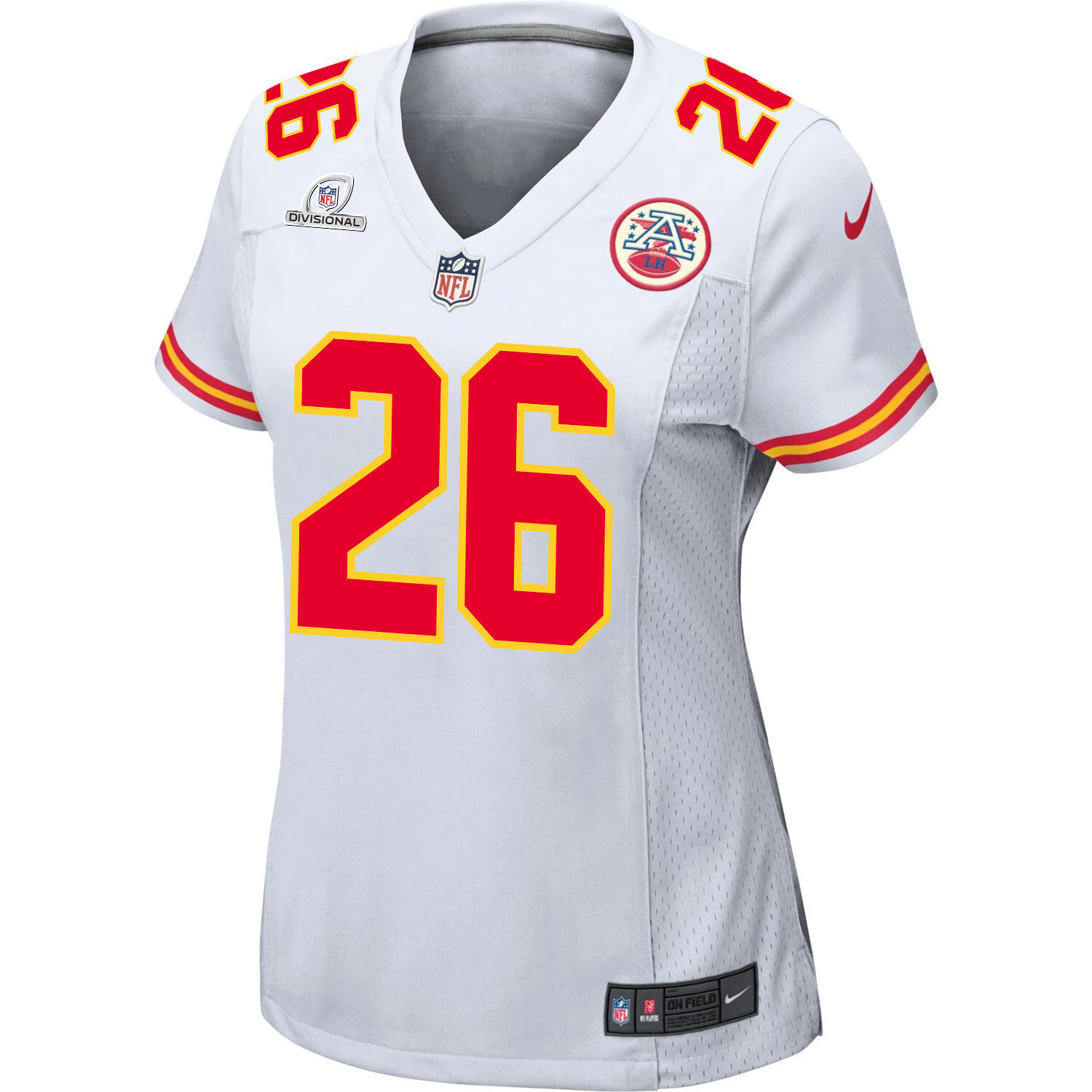 Alternative view of Deon Bush 26 Kansas City Chiefs Super Bowl LVIII Patch Game Women Jersey - White JS4008 nicesnker