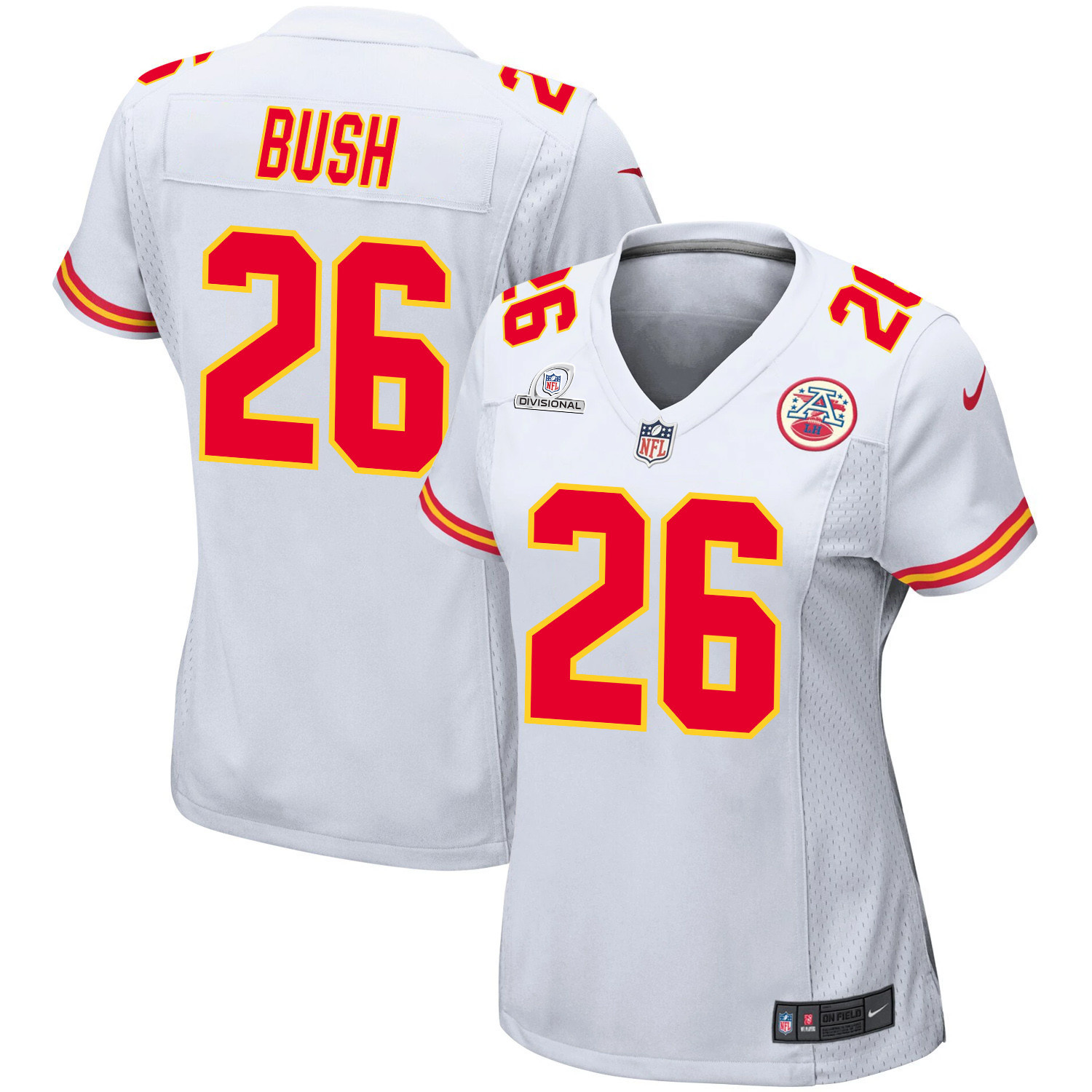 Deon Bush 26 Kansas City Chiefs Super Bowl LVIII Patch Game Women Jersey - White JS4008 nicesnker