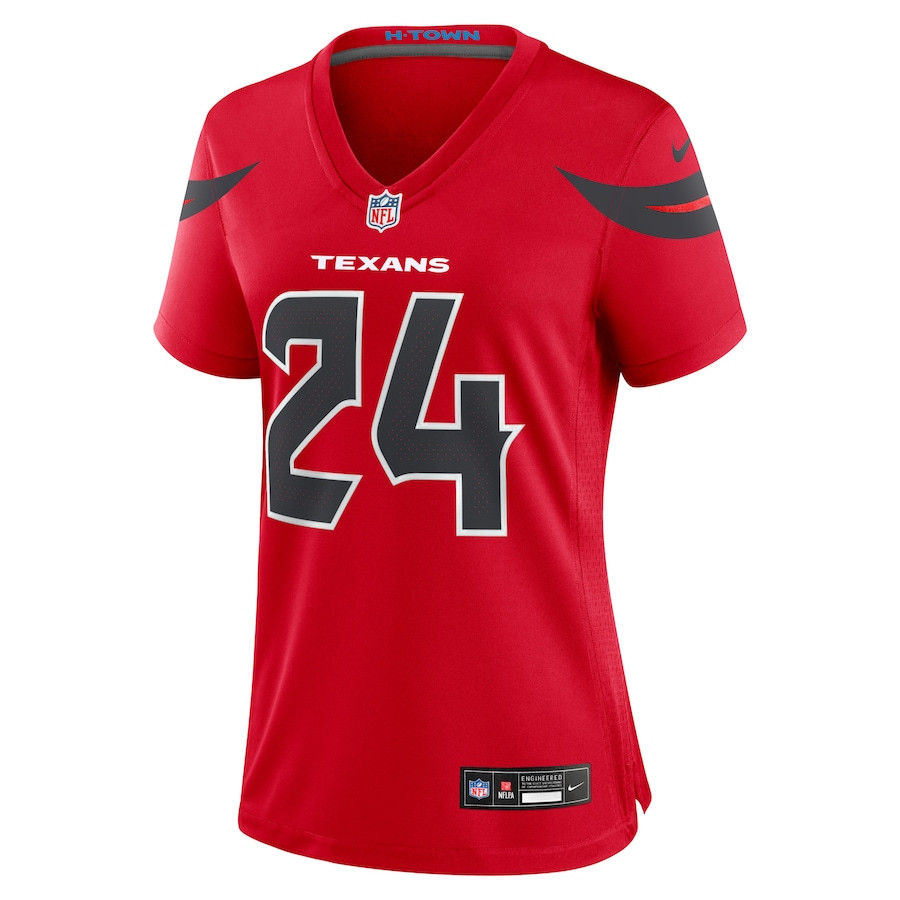 Alternative view of Derek Stingley Jr. 24 Houston Texans Women Alternate Game Jersey - Red JS2201 nicesnker