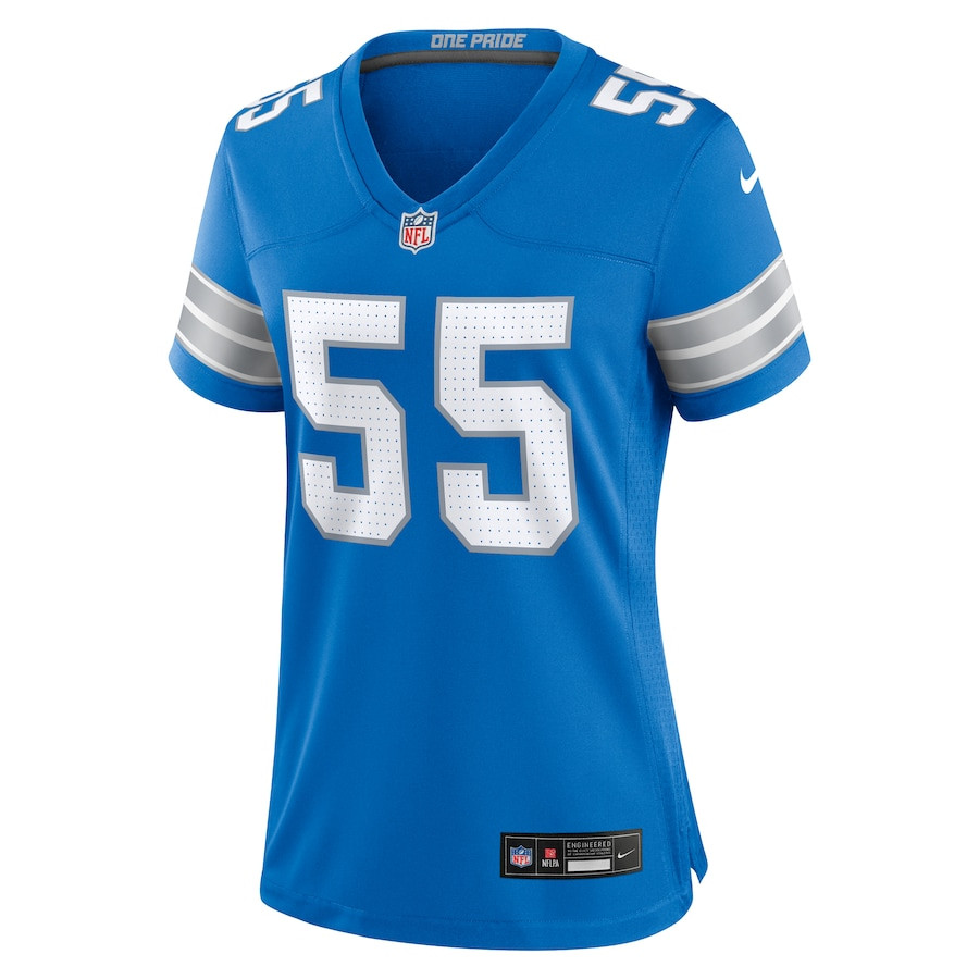 Alternative view of Derrick Barnes 55 Detroit Lions Women's Team Game Jersey - Blue JS1599 nicesnker