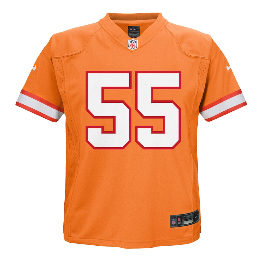 Alternative view of Derrick Brooks 55 Tampa Bay Buccaneers Retired YOUTH Game Jersey - Orange JS6157 nicesnker