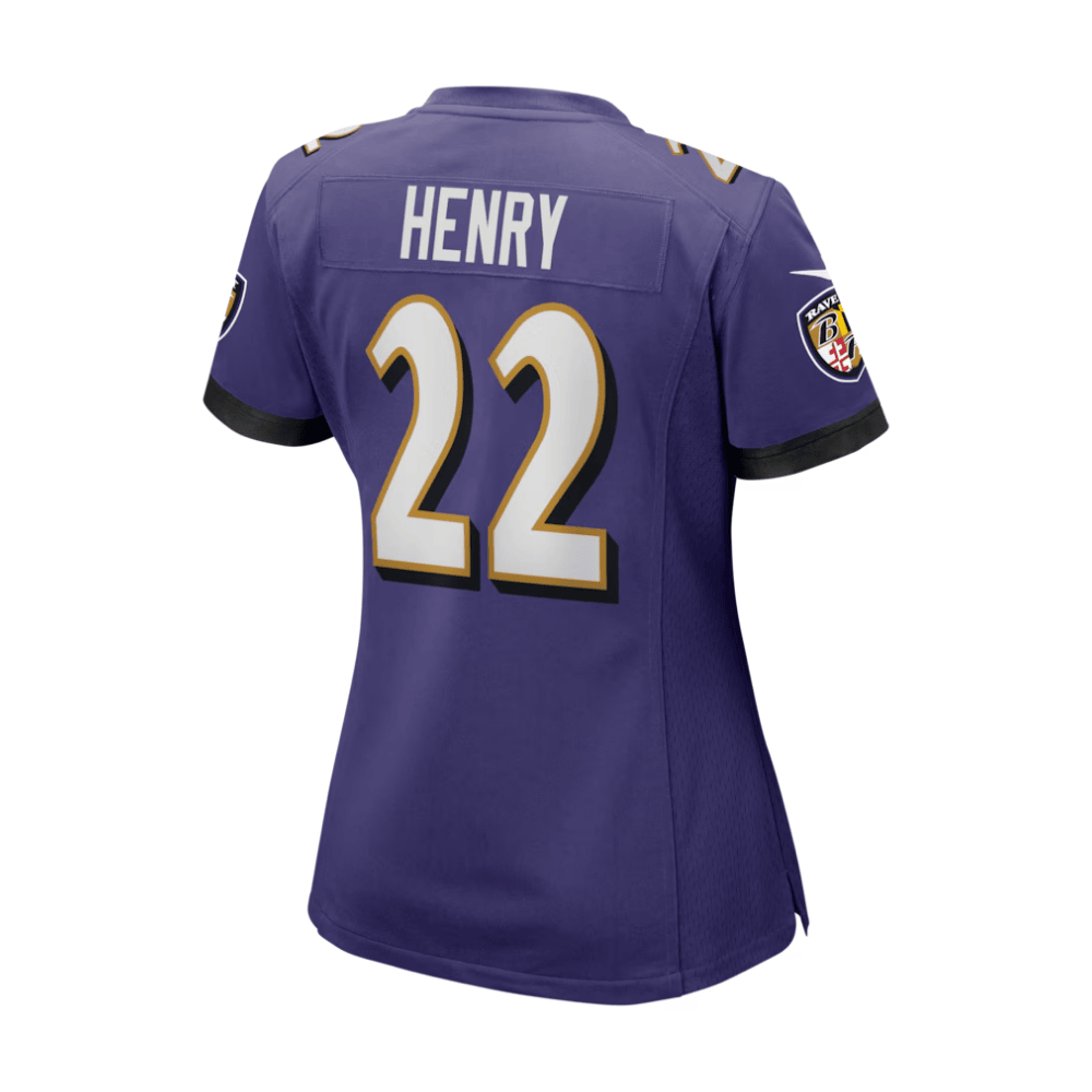 Alternative view of Derrick Henry 22 Baltimore Ravens 2025 Pro Bowl Patch Women Game Jersey - Purple JS6792 nicesnker
