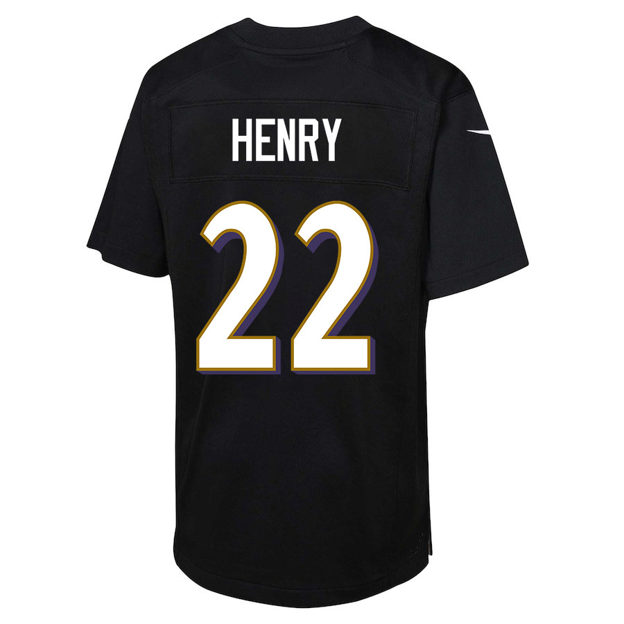 Alternative view of Derrick Henry 22 Baltimore Ravens Game YOUTH Jersey - Black JS3465 nicesnker