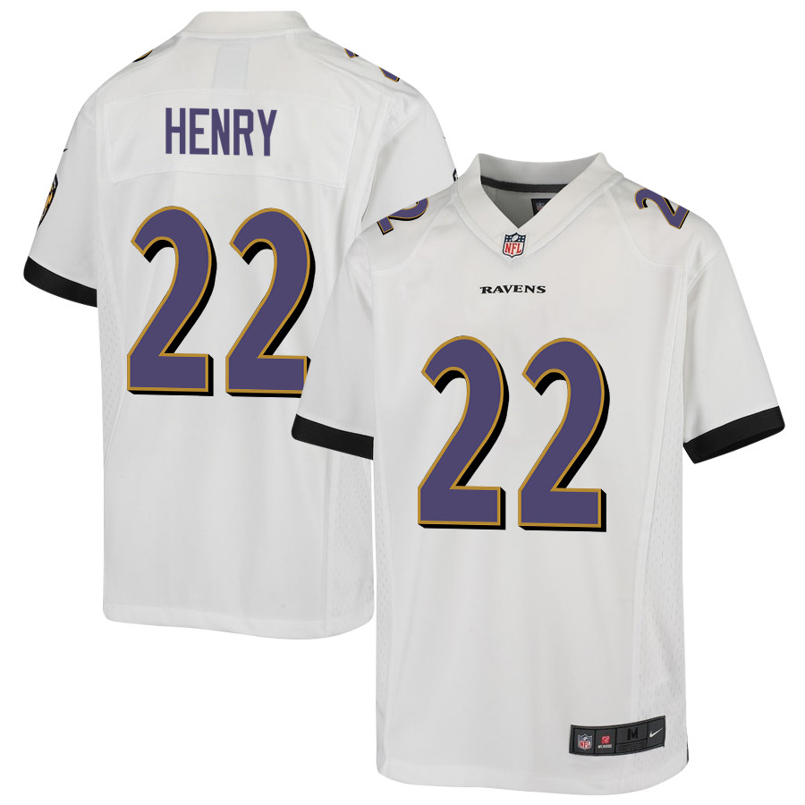 Derrick Henry 22 Baltimore Ravens Game YOUTH Jersey - White JS4863 nicesnker