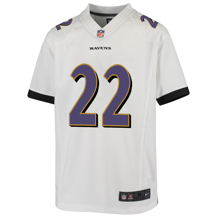 Alternative view of Derrick Henry 22 Baltimore Ravens Game YOUTH Jersey - White JS4863 nicesnker