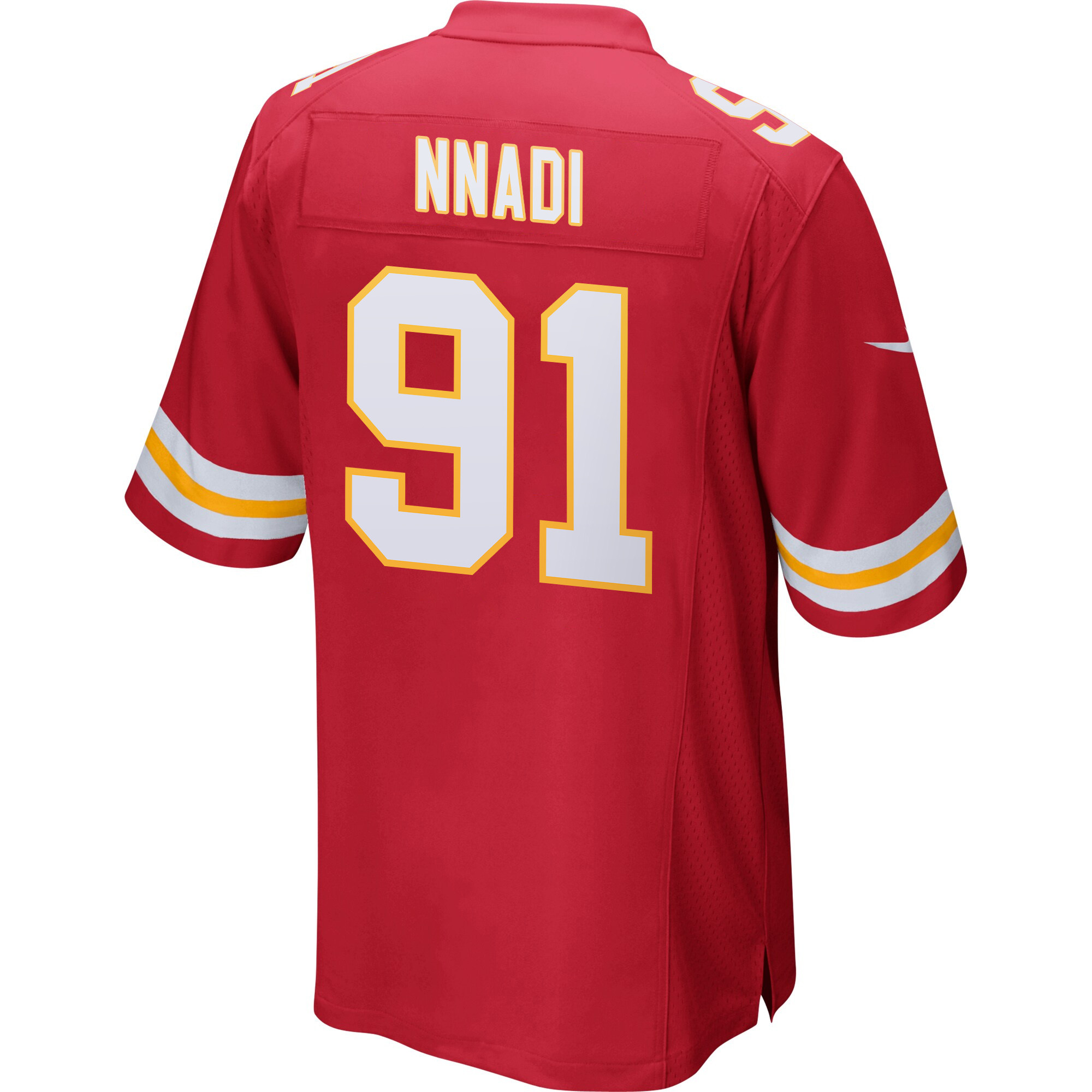 Alternative view of Derrick Nnadi 91 Kansas City Chiefs Super Bowl LIX Champions Patch Game Men Jersey - Red JS4520 nicesnker