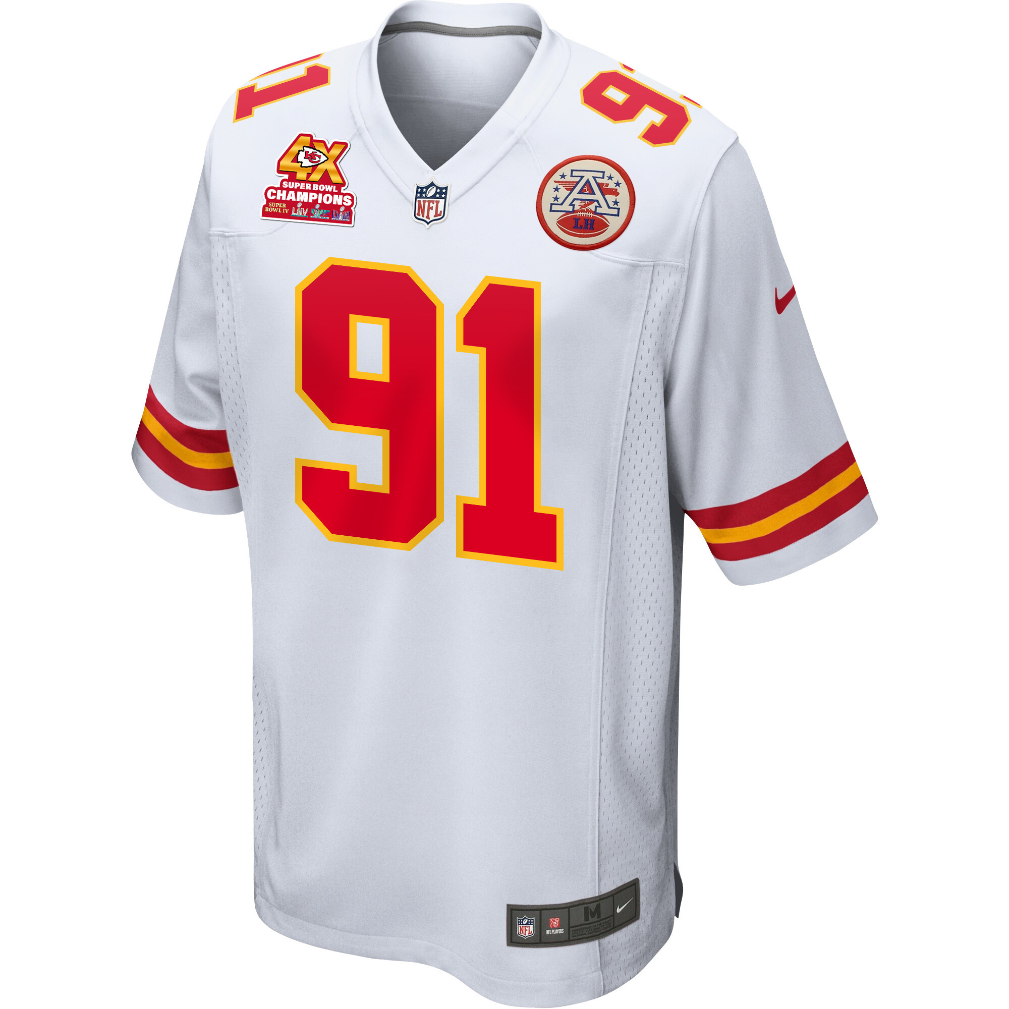 Alternative view of Derrick Nnadi 91 Kansas City Chiefs Super Bowl LVIII Champions 4X Game Men Jersey - White JS2874 nicesnker