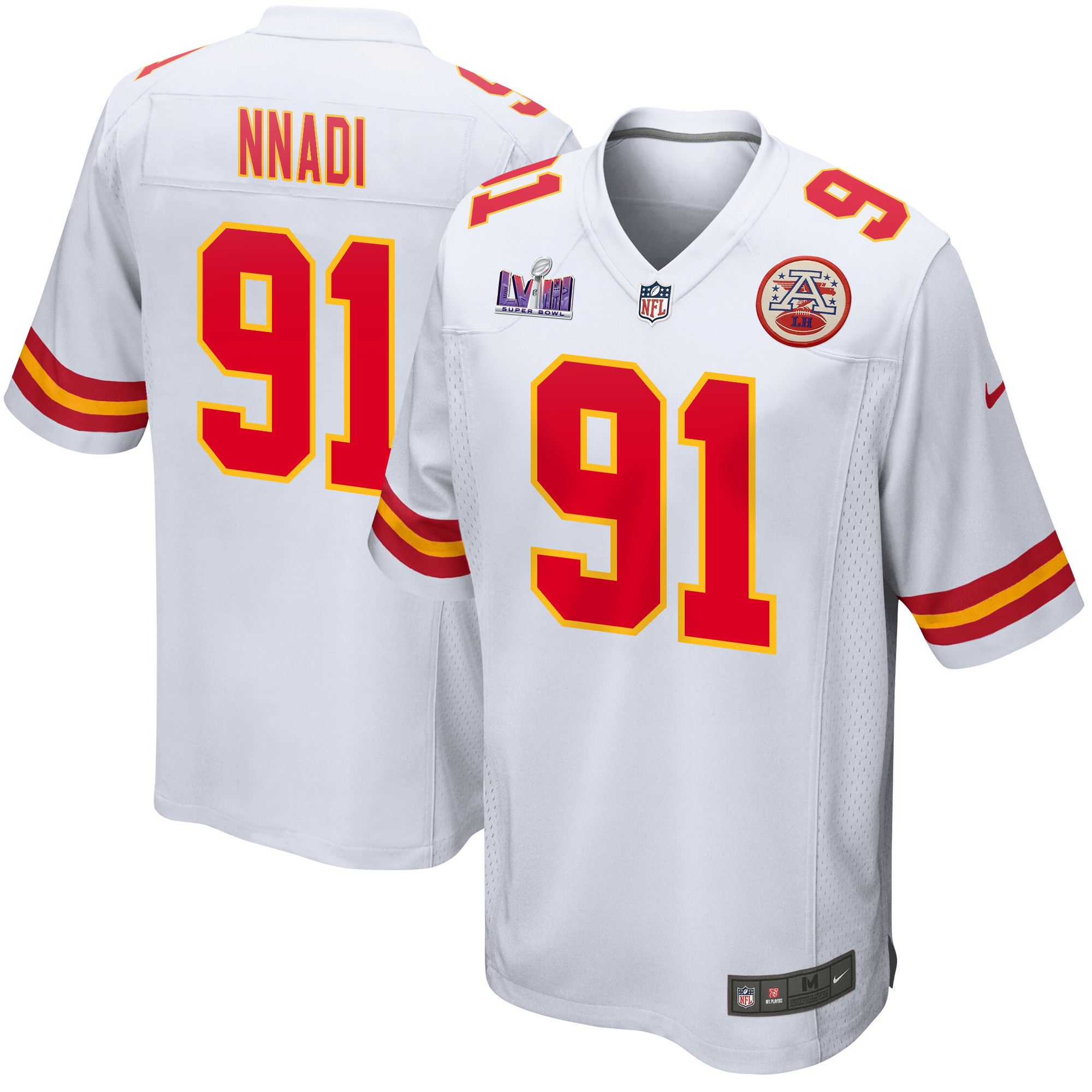 Derrick Nnadi 91 Kansas City Chiefs Super Bowl LVIII Patch Game Men Jersey - White JS3464 nicesnker