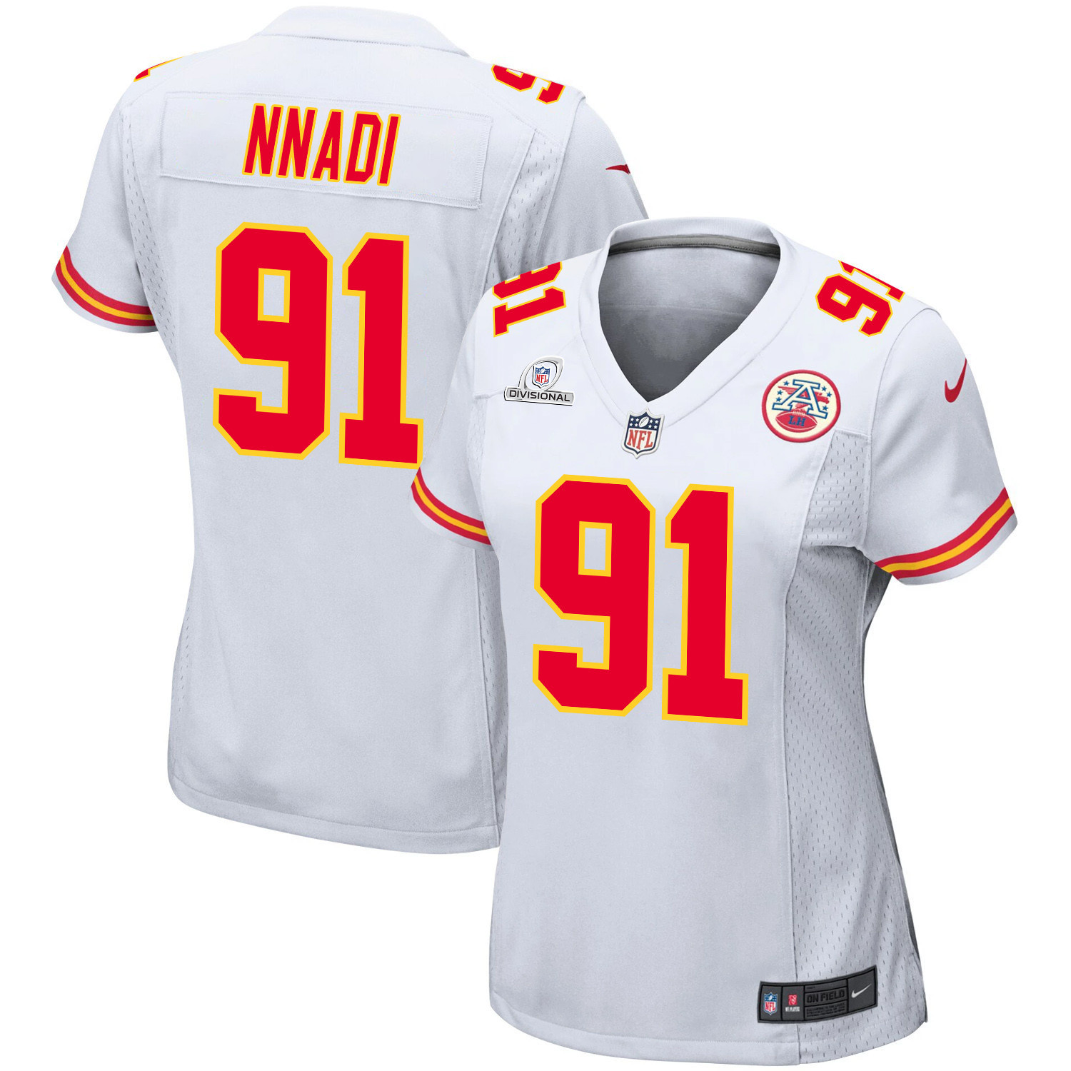 Derrick Nnadi 91 Kansas City Chiefs Super Bowl LVIII Patch Game Women Jersey - White JS3699 nicesnker