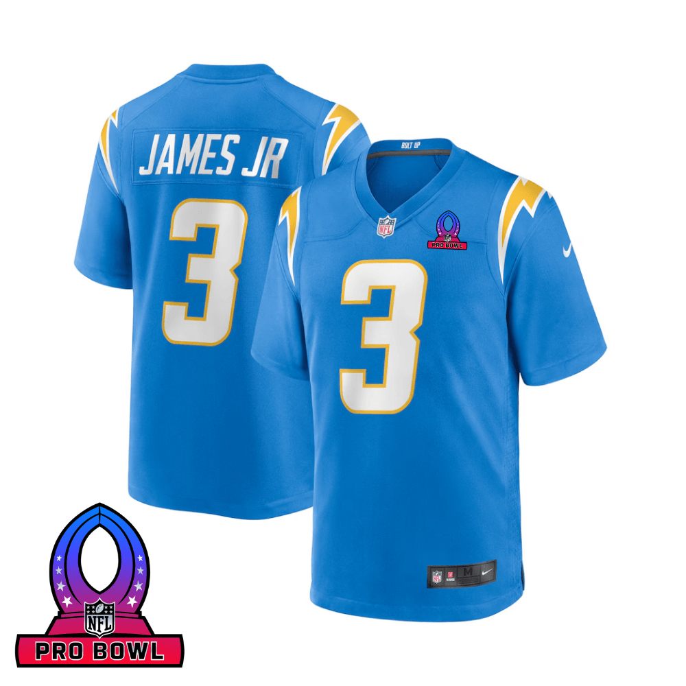 Derwin James Jr. 3 Los Angeles Chargers 2025 Pro Bowl Patch Game Men Jersey - Powder Blue JS1158 nicesnker
