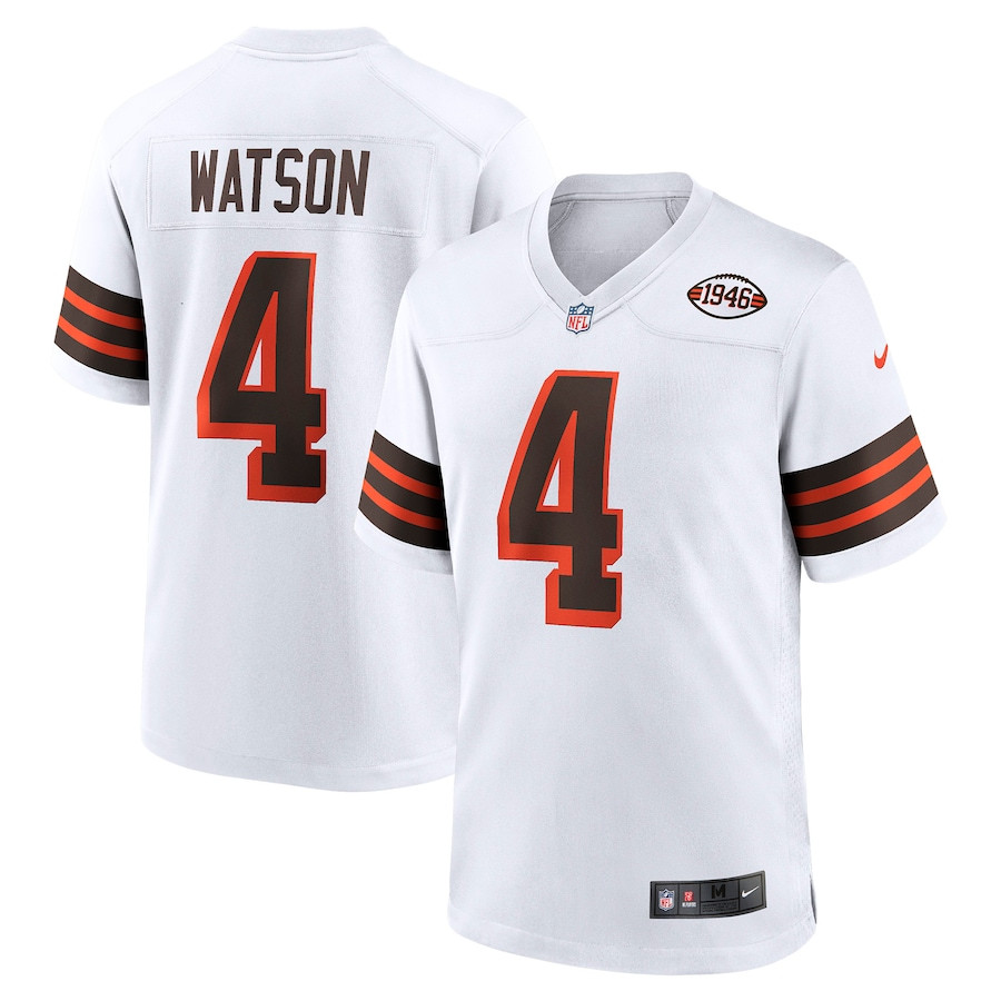 Deshaun Watson 4 Cleveland Browns Men Alternate Game Jersey - White JS2431 nicesnker