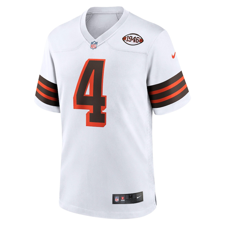Alternative view of Deshaun Watson 4 Cleveland Browns Men Alternate Game Jersey - White JS2431 nicesnker