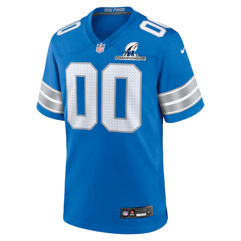 Alternative view of Detroit Lions NFC Championship Patch Game Men Custom Jersey - Blue JS2101 nicesnker