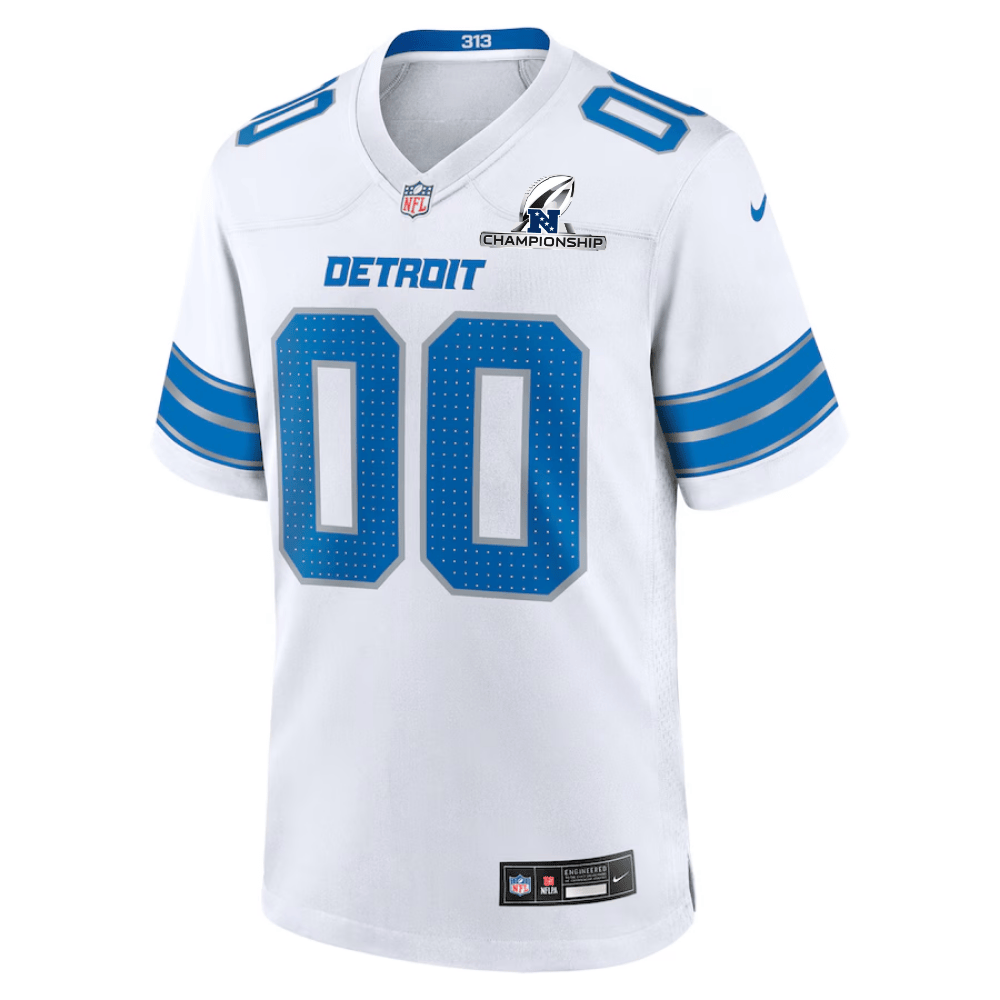 Alternative view of Detroit Lions NFC Championship Patch Game Men Custom Jersey - White JS1414 nicesnker