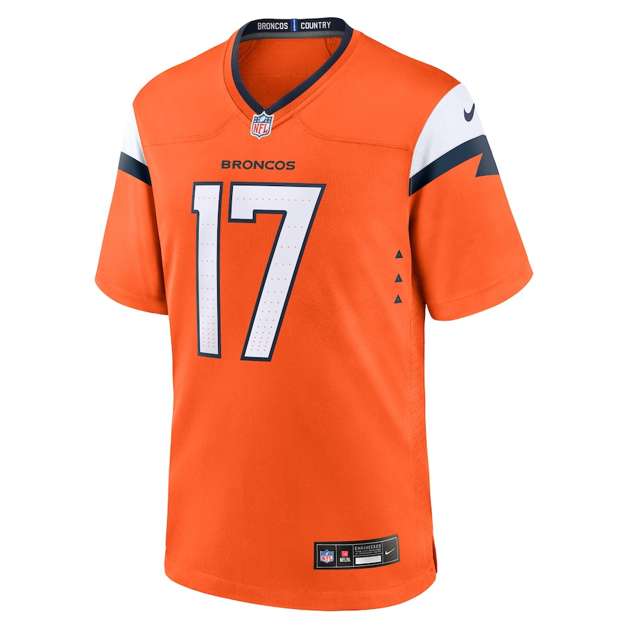 Alternative view of Devaughn Vele 17 Denver Broncos Team Game Men Jersey - Orange JS9851 nicesnker