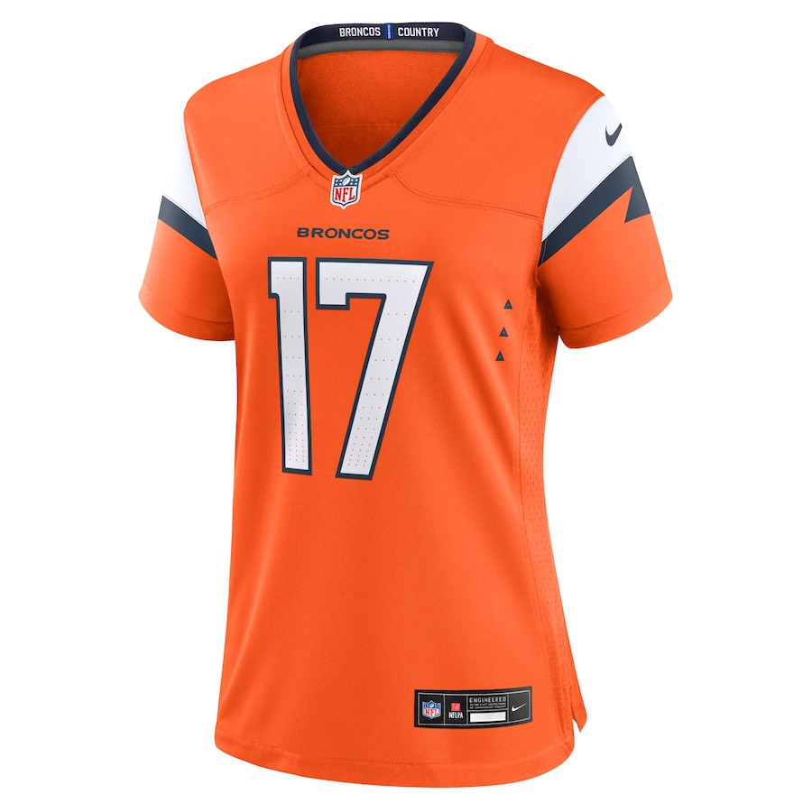 Alternative view of Devaughn Vele 17 Denver Broncos Women Team Game Jersey - Orange JS5384 nicesnker