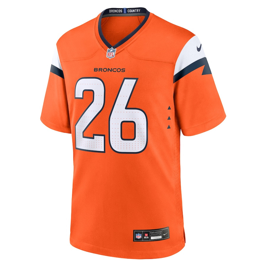 Alternative view of Devon Key 26 Denver Broncos Team Game Men Jersey - Orange JS6578 nicesnker