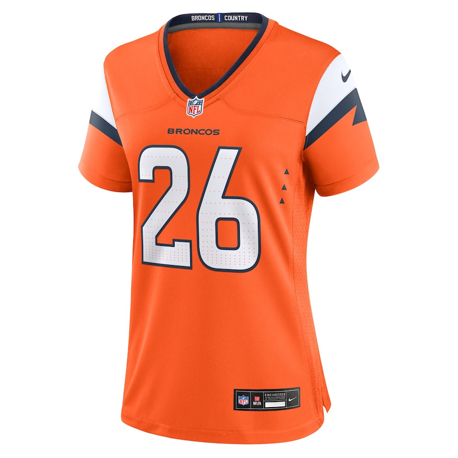 Alternative view of Devon Key 26 Denver Broncos Team Game Women Jersey - Orange JS4759 nicesnker