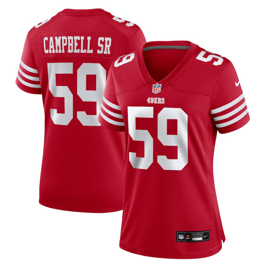 De'Vondre Campbell 59 San Francisco 49ers Women's Game Jersey - Scarlet JS7554 nicesnker