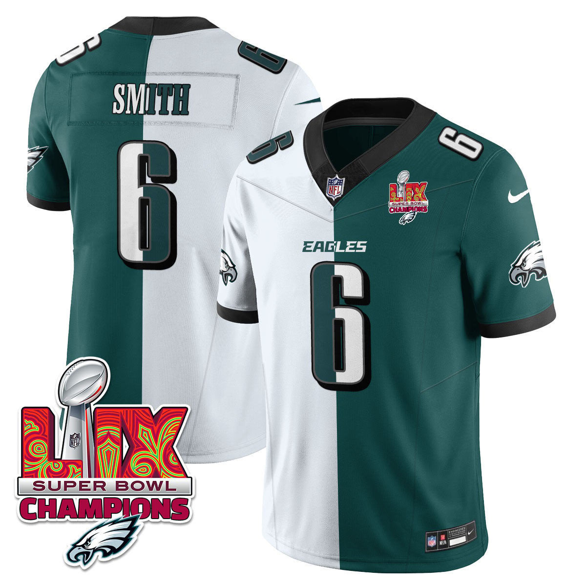 DeVonta Smith 6 Philadelphia Eagles Super Bowl LIX Champions Gold Vapor Limited Jersey - Split JS4360 nicesnker