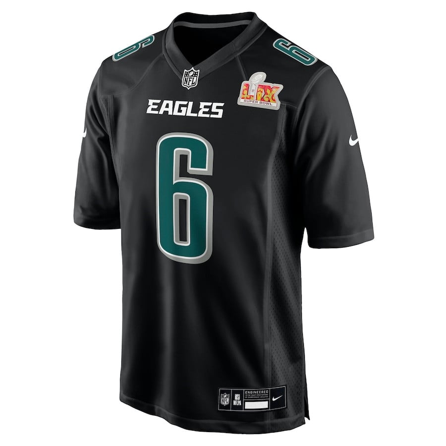Alternative view of DeVonta Smith 6 Philadelphia Eagles Super Bowl LIX Fashion Game Player Jersey - Carbon Black JS1896 nicesnker