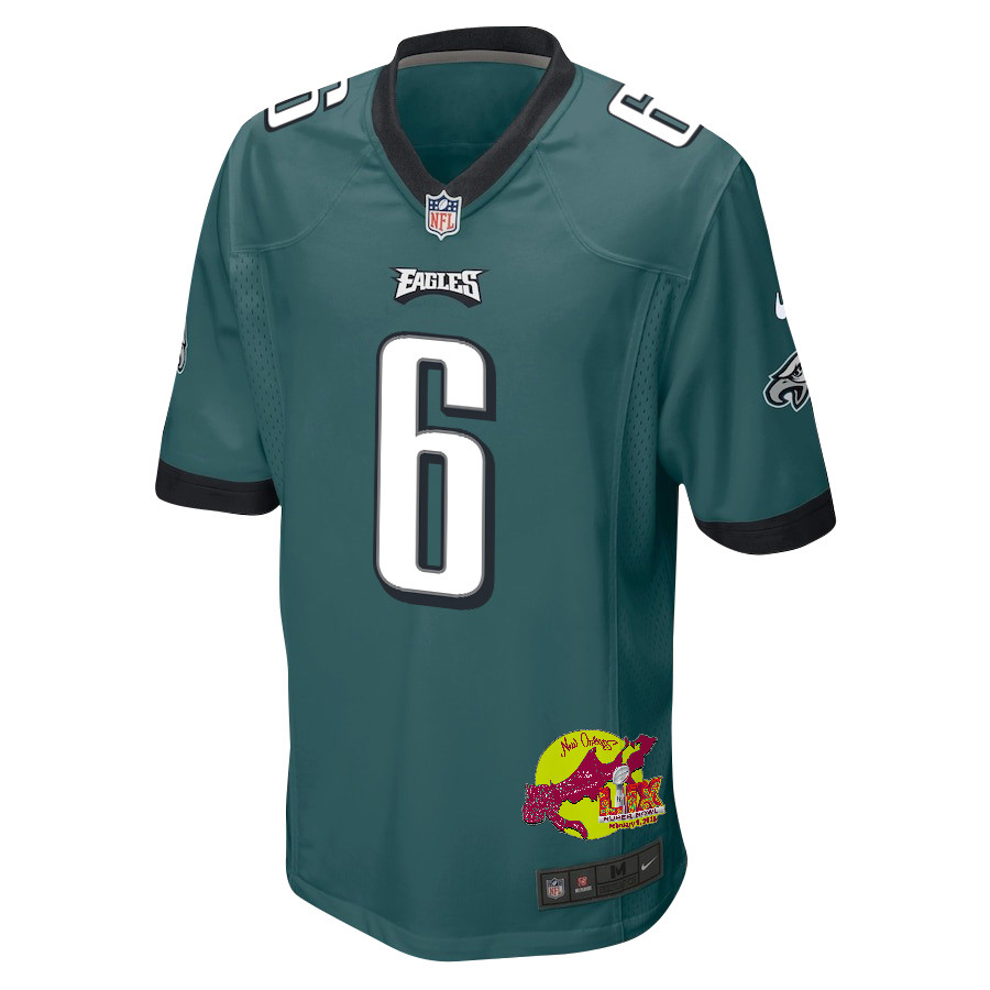 DeVonta Smith 6 Philadelphia Eagles Super Bowl LIX New Orleans Patch Game Men Jersey - Midnight Green JS1853 nicesnker - Image 3