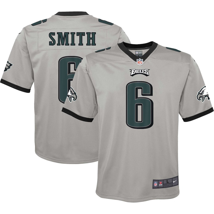 DeVonta Smith 6 Philadelphia Eagles YOUTH Inverted Game Jersey - Silver JS8391 nicesnker