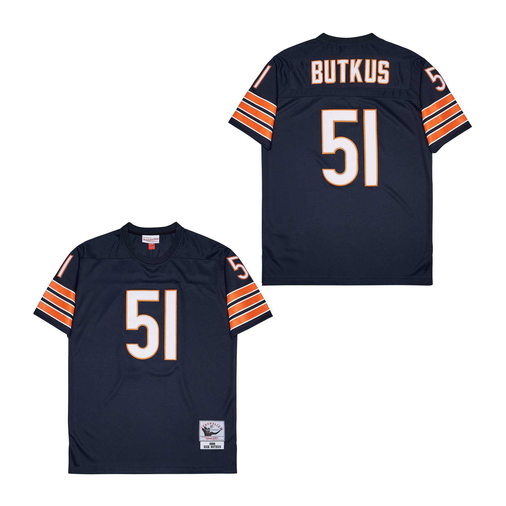 Alternative view of Dick Butkus 51 Chicago Bears Retro Throwback Men Jersey - Dark Navy JS7625 nicesnker